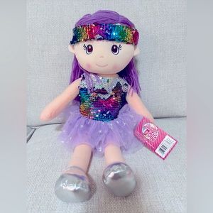 Lollypop Doll pretty in Purple Sequin Dress and Headband purple Hair